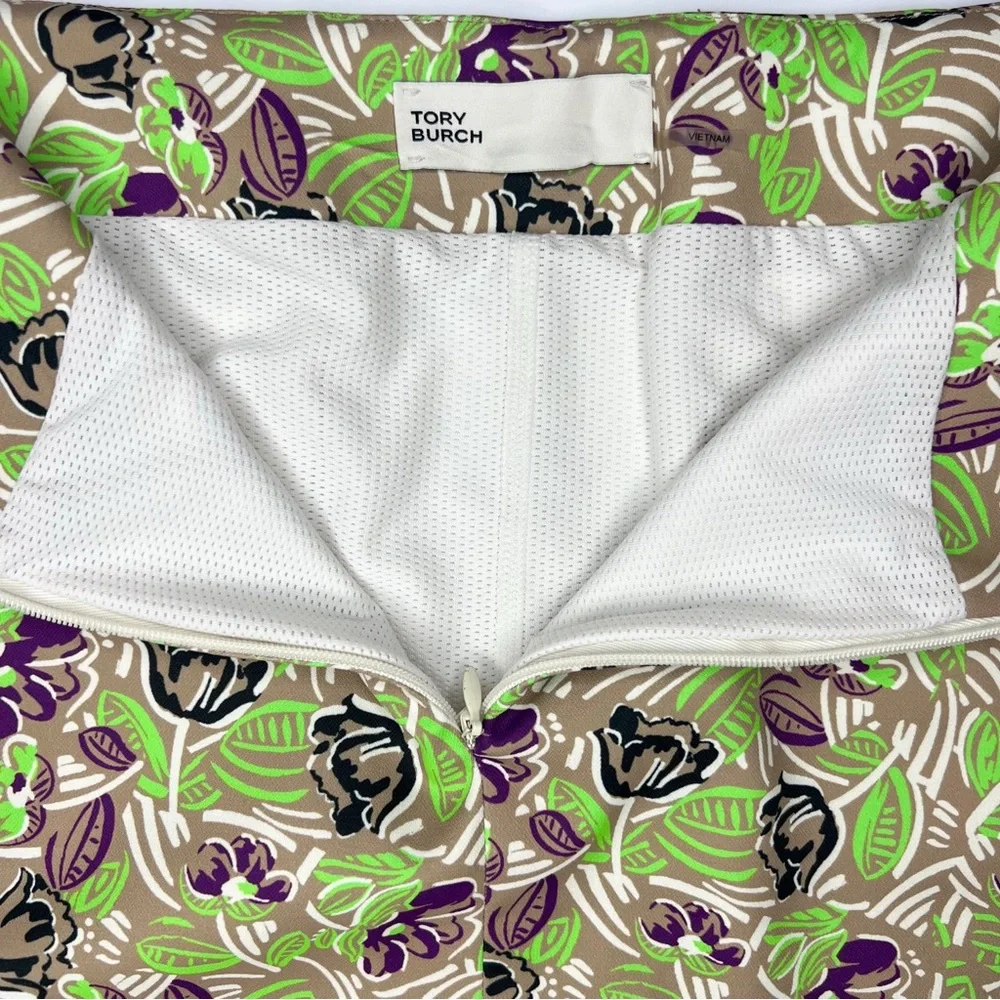 Tory Burch Performance Golf Skirt Floral Ruffle Snap Built In Shorts size 12